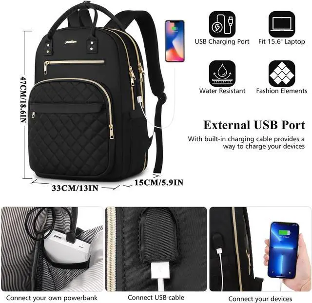 Alt view image 3 of 7 - 17 Inch Backpack for Women and Teen Girls,School Backpack TSA Laptop Bookbag with USB for College University Students Business Office Work Travel