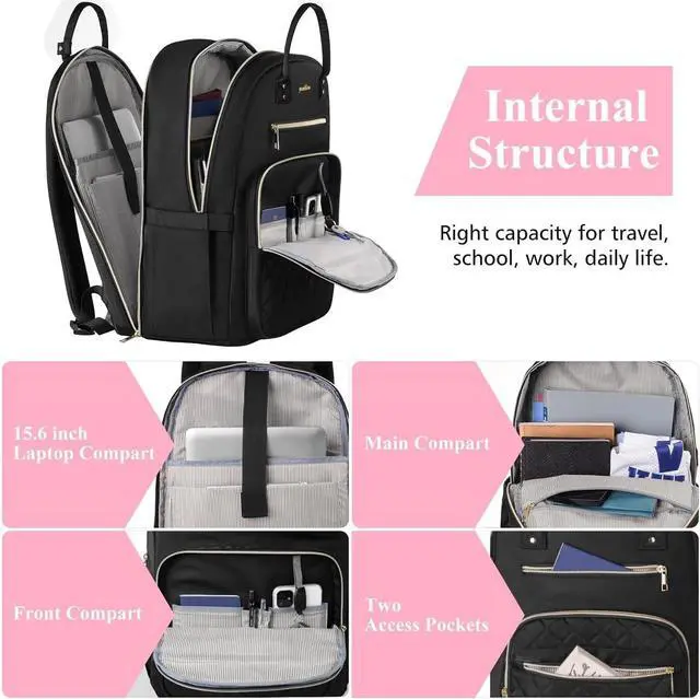 Alt view image 4 of 7 - 17 Inch Backpack for Women and Teen Girls,School Backpack TSA Laptop Bookbag with USB for College University Students Business Office Work Travel