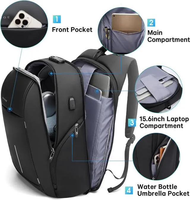 Alt view image 3 of 6 - BANGE Travel Backpack,Lightweight Work Backpacks for Men, Laptop Backpack for 15.6Inch, Fashion Backpack for Men and Women