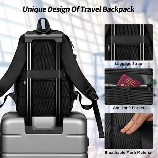 Alt view image 4 of 7 - HOMIEE Ryanair Personal Item 40x20x25 Travel Bag, 20L Carry on Backpack Flight Approved Underseat Hand Luggage Cabin Bag Fits 15.6 Inch Laptop for Weekender Gifts, Black