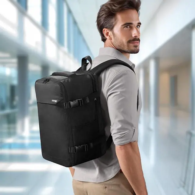 Alt view image 7 of 7 - HOMIEE Ryanair Personal Item 40x20x25 Travel Bag, 20L Carry on Backpack Flight Approved Underseat Hand Luggage Cabin Bag Fits 15.6 Inch Laptop for Weekender Gifts, Black