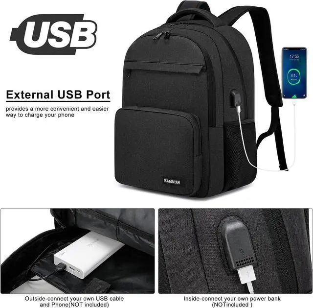 Alt view image 3 of 7 - School Backpack for Teen Boys & College Students - 15.6 Inch Large Capacity Laptop Bookbag with Sturdy Water Resistant Anti-Theft | Multiple Compartments Backpack, Black