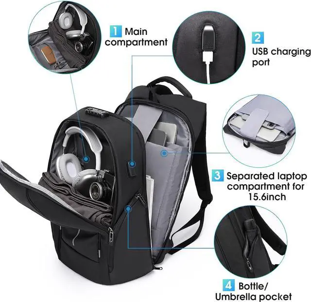 Alt view image 2 of 7 - BANGE Travel Backpack for 15.6 Inch Notebook,Lightweight Work Backpacks for Men, Daily Fashion Backpack for Men and Women