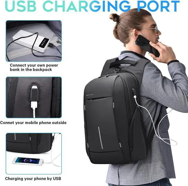 Alt view image 5 of 7 - BANGE Travel Backpack for 15.6 Inch Notebook,Lightweight Work Backpacks for Men, Daily Fashion Backpack for Men and Women