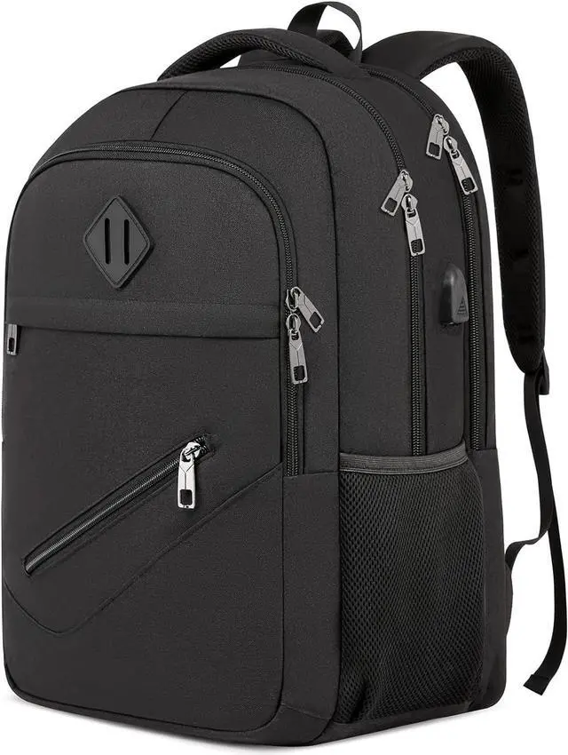 Main image of Backpack for Men and Women, School Backpacks for Teen Boys Girls, Water Resistant Sturdy Anti Theft Travel Laptop Backpack, Black Student Bookbag Fits 15.6 Inch Laptop with USB Charging Port, Gifts