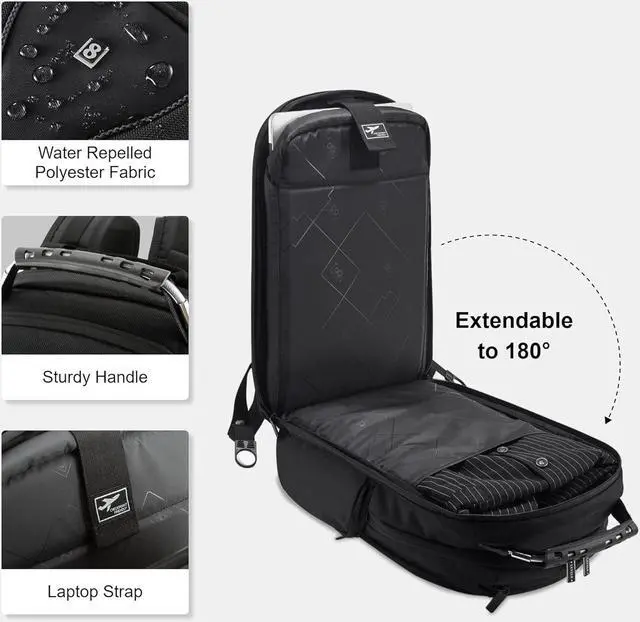 Alt view image 6 of 7 - LEVEL8 Laptop Backpack, Work Backpack for Men Women, Travel Computer Bag for Business Fits 15.6" Laptop and Notebook - Black