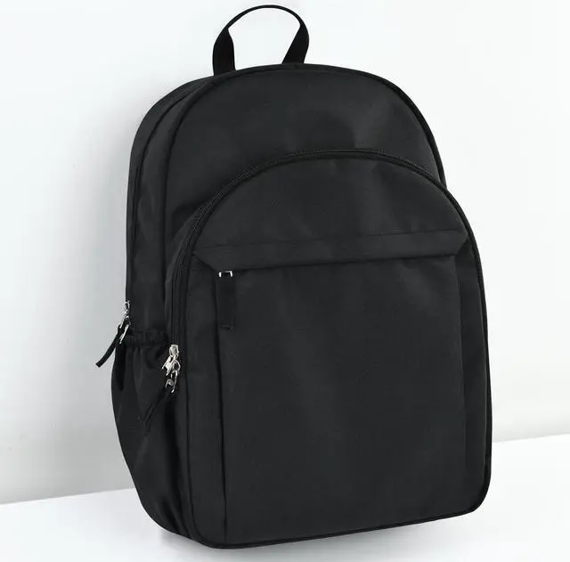 Alt view image 6 of 7 - 15.6 inch Basic Black Backpack for Men, Travel Backpack Carry on, Water Resistant School Backpacks for Teens, College Back Pack Bookbag for Boys Girls, Work Backpacks for Women