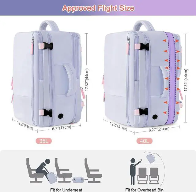 Alt view image 2 of 7 - Carry on Backpack, Waterproof 17 Inch Laptop Backpack for Women, Flight Approved Backpack for Travel, College, Work
