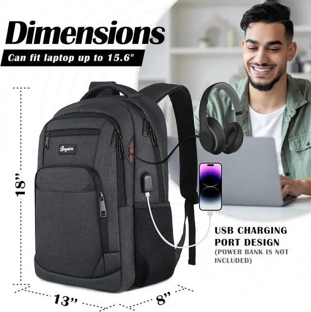 Alt view image 4 of 6 - Black Backpack for School, School Backpack for Boys Girls Teens, Backpacks for Men Women, College Back Pack, Book Bag, Water Resistant Bookbag, mochilas escolares para adolescentes