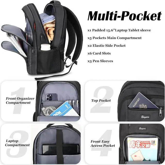 Alt view image 2 of 6 - Black Backpack for School, School Backpack for Boys Girls Teens, Backpacks for Men Women, College Back Pack, Book Bag, Water Resistant Bookbag, mochilas escolares para adolescentes