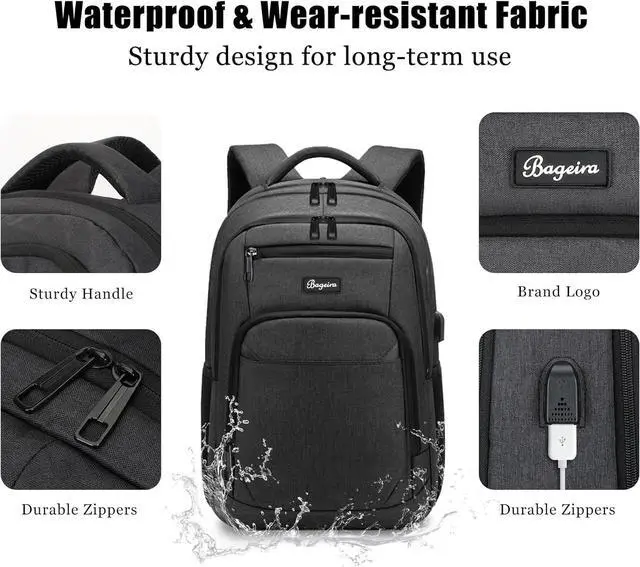 Alt view image 3 of 6 - Black Backpack for School, School Backpack for Boys Girls Teens, Backpacks for Men Women, College Back Pack, Book Bag, Water Resistant Bookbag, mochilas escolares para adolescentes