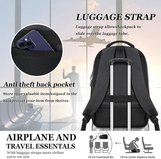 Alt view image 6 of 6 - Black Backpack for School, School Backpack for Boys Girls Teens, Backpacks for Men Women, College Back Pack, Book Bag, Water Resistant Bookbag, mochilas escolares para adolescentes