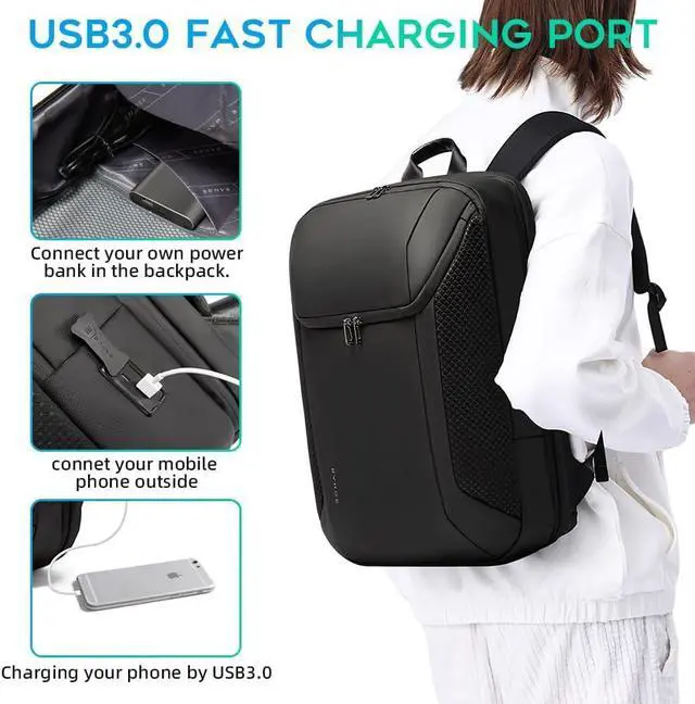 Alt view image 4 of 6 - BANGE Smart Business Laptop Backpack Waterproof can fit 15.6-17.3 Inch Laptop with 3.0 USB charging port for men and women