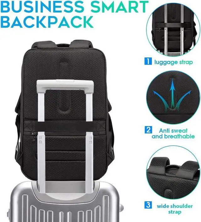 Alt view image 7 of 7 - BANGE Smart Business Laptop Backpack Waterproof can fit 15.6-17.3 Inch Laptop with 3.0 USB charging port for men and women