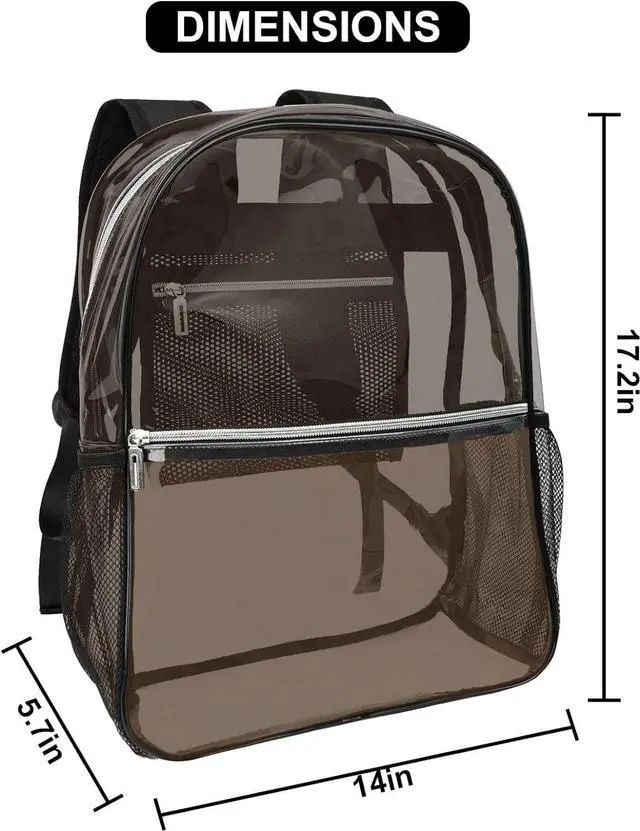 Alt view image 2 of 6 - Clear Backpack Heavy Duty TPU Transparent Backpack for Sports,Work,Security Travel.(Black)