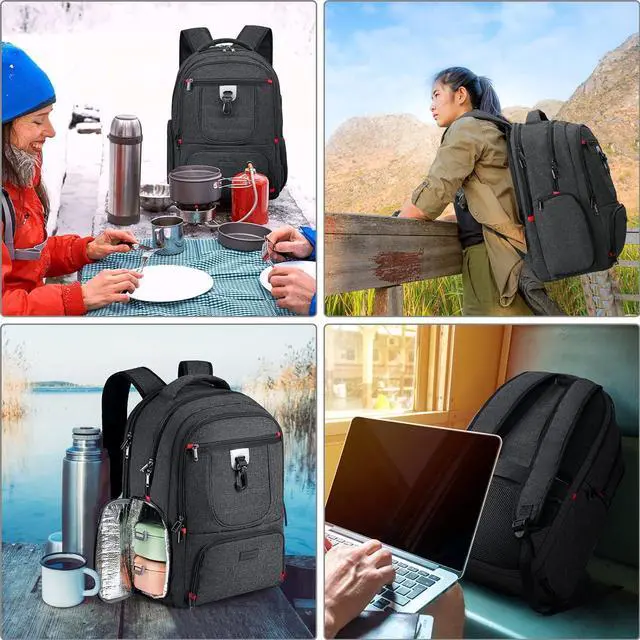 Alt view image 6 of 7 - BIKROD Lunch Backpack, Insulated Cooler Lunch Bag Backpack, Large Travel 17.3 Laptop Back Pack Sturdy Computer College School Bookbag for Women Men for Men Women Work Hiking Picnic