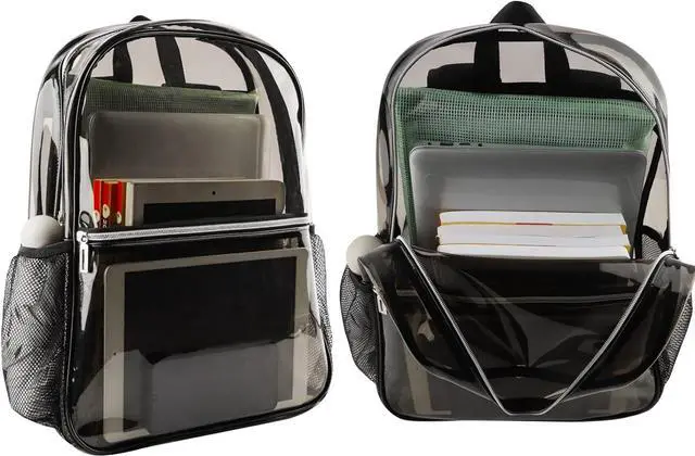 Alt view image 5 of 6 - Clear Backpack Heavy Duty TPU Transparent Backpack for Sports,Work,Security Travel.(Black)