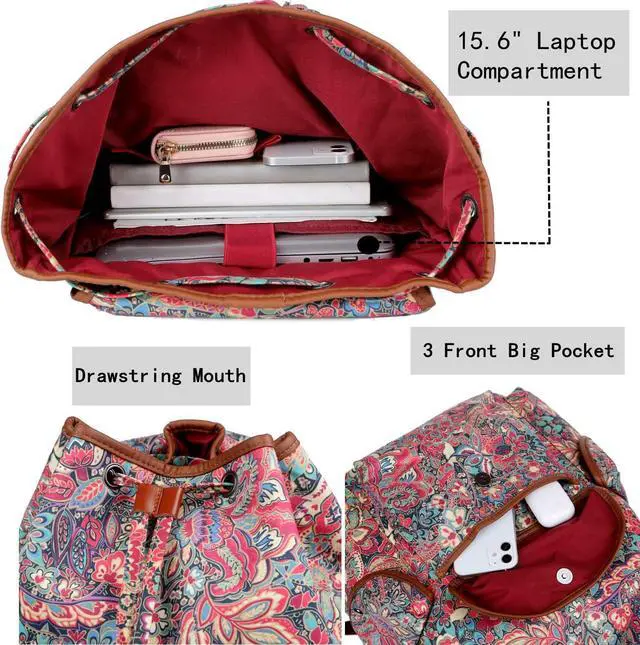 Alt view image 4 of 6 - Large Women Laptop Backpack 15.6 inch Computer Backpack Travel Hiking Backpack With Free Toiletry bag CN-01 (HS)