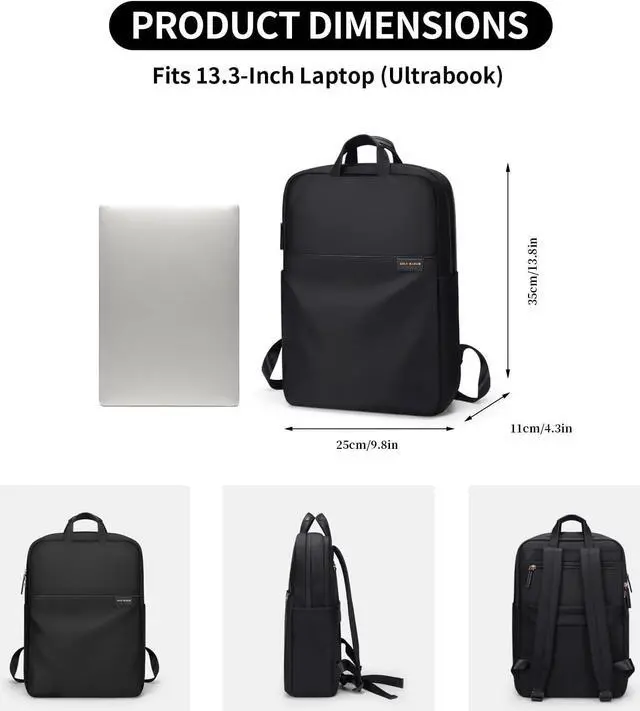 Alt view image 5 of 7 - GOLF SUPAGS Travel Laptop Backpack for Women Anti Theft Slim Durable College Bookbag Business Computer Bag Fit 13.3Inch Notebook (Black, 13.3Inch)