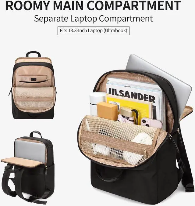 Alt view image 3 of 7 - GOLF SUPAGS Travel Laptop Backpack for Women Anti Theft Slim Durable College Bookbag Business Computer Bag Fit 13.3Inch Notebook (Black, 13.3Inch)