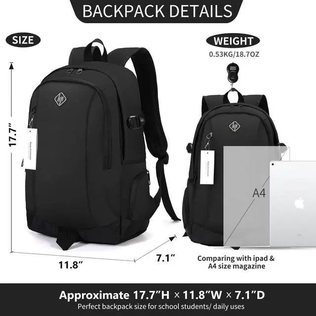 Alt view image 3 of 5 - rickyh style School Backpack, Travel Bag for Men & Women, Lightweight College Back Pack with Laptop Compartment