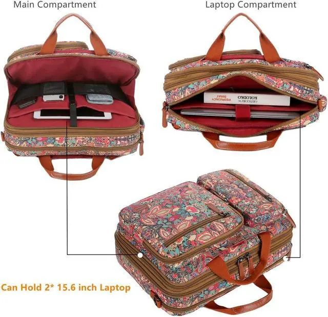 Alt view image 3 of 7 - Baosha Convertible Backpack Briefcase 15.6 Inch Laptop Bag Case Outdoor Travel Backpack Hiking Rucksack for Women BC-04 (HS)