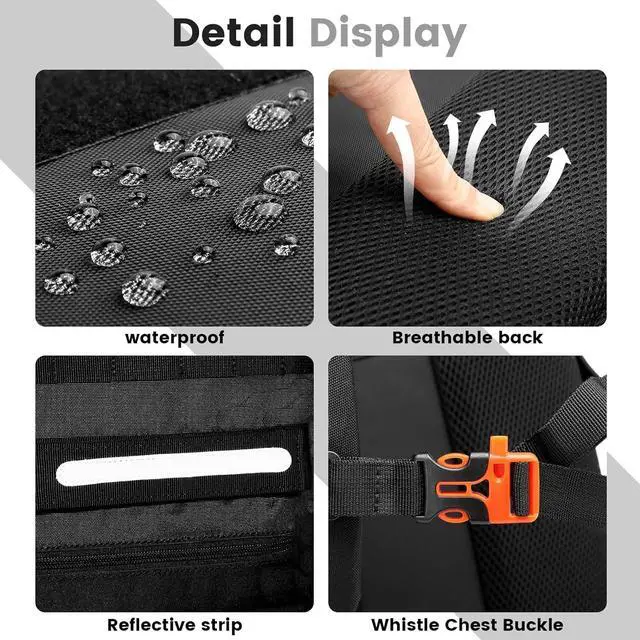 Alt view image 5 of 6 - Skateboard Backpack, Laptop Backpack with USB Charging Port, RFID Anti-Theft Lock, Waterproof Fabric, Fits up to 15.6 Inch Laptop, for Business Travel Men (Black)