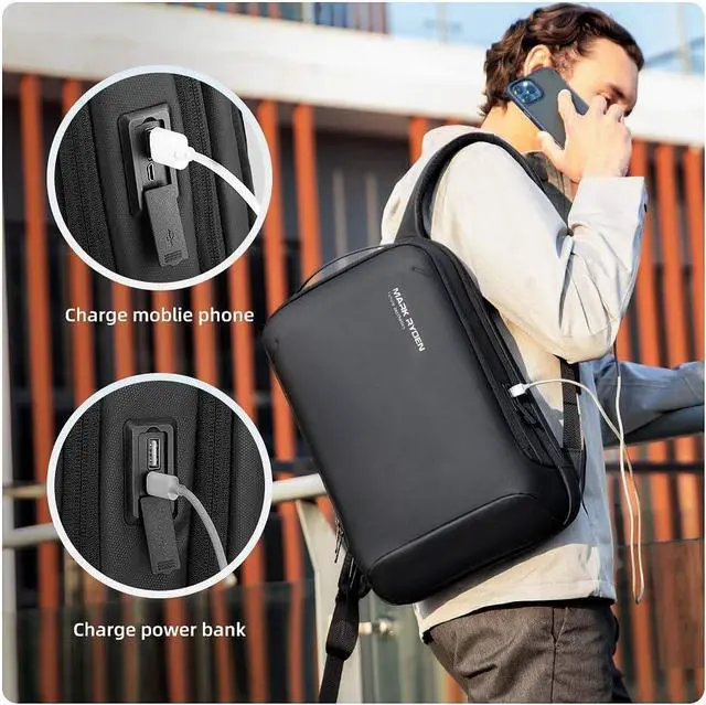 Alt view image 3 of 7 - MARK RYDEN Slim Laptop Backpack for Men, High Tech Backpack with Scratch Resistant Shell and USB Charging Port, Waterproof Business Backpack Ideal for Working, Commuting, Daily