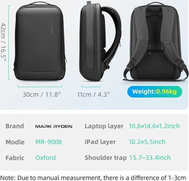 Alt view image 6 of 7 - MARK RYDEN Slim Laptop Backpack for Men, High Tech Backpack with Scratch Resistant Shell and USB Charging Port, Waterproof Business Backpack Ideal for Working, Commuting, Daily