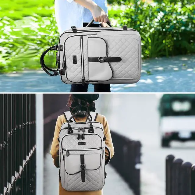 Alt view image 7 of 7 - Vancropak Travel Backpack for Women, Anti Theft Laptop Carry on Backpacks Fits 17 inch Computer with Lock & USB Charging Port, TSA Flight Approved Large 50L Duffel Bag with 3 Packing Cubes, Grey