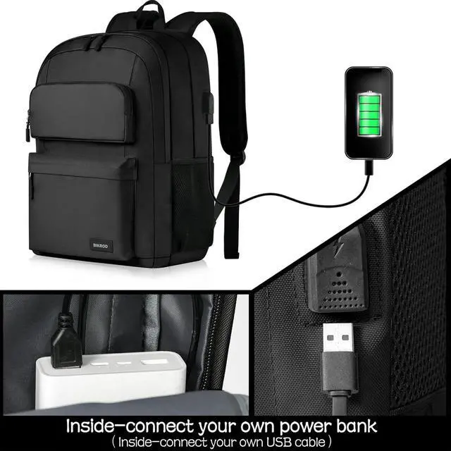 Alt view image 3 of 7 - Backpack for School Teen Boys and Girls, School Backpack for Men and Women, Large Kids Bookbag with USB Charging Port Fit 15.6 Inch Laptop/Notebook, Black