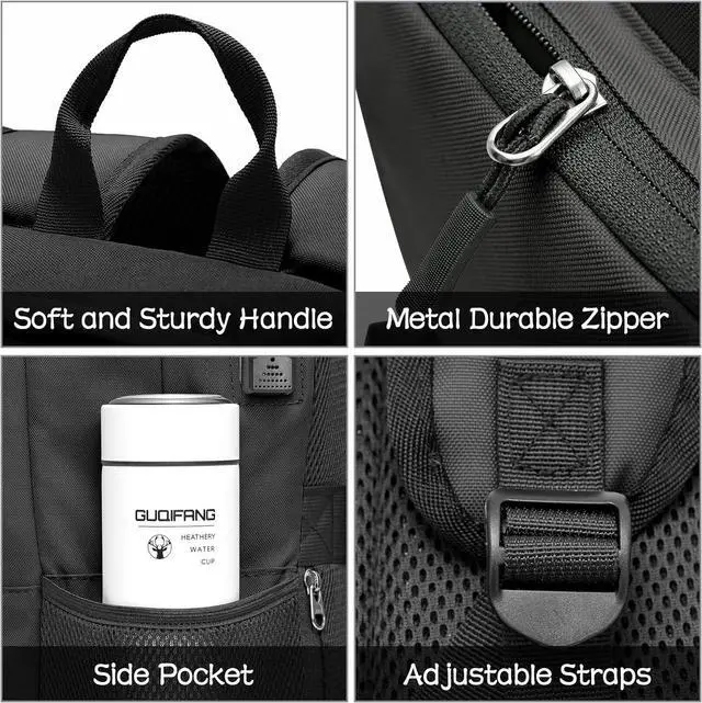 Alt view image 4 of 7 - Backpack for School Teen Boys and Girls, School Backpack for Men and Women, Large Kids Bookbag with USB Charging Port Fit 15.6 Inch Laptop/Notebook, Black