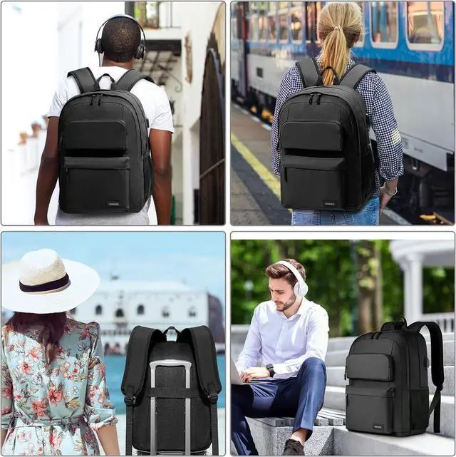 Alt view image 7 of 7 - Backpack for School Teen Boys and Girls, School Backpack for Men and Women, Large Kids Bookbag with USB Charging Port Fit 15.6 Inch Laptop/Notebook, Black