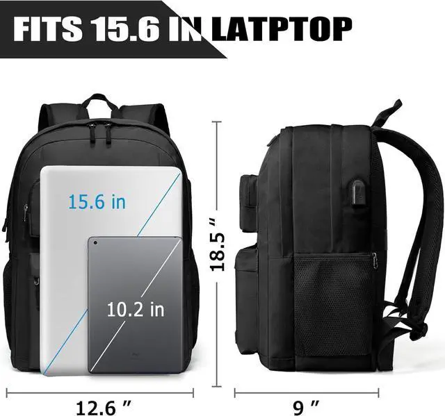 Alt view image 6 of 7 - Backpack for School Teen Boys and Girls, School Backpack for Men and Women, Large Kids Bookbag with USB Charging Port Fit 15.6 Inch Laptop/Notebook, Black