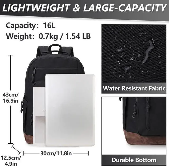 Alt view image 2 of 6 - VX VONXURY Backpack for Men Women,Lightweight Bookbag with Mulitiple Pockets,Classical Water Resistant Travel Backpack
