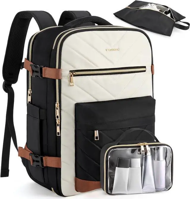 Main image of BOSTANTEN Travel Backpack For Women, TSA Carry On Backpack for Airplanes, Personal Item Backpack Fits 15.6 Inch Laptop with USBType-C Charging Port, Weekender Overnight Daypack with 2 Packing Cubes
