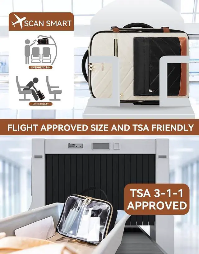 Alt view image 2 of 6 - BOSTANTEN Travel Backpack For Women, TSA Carry On Backpack for Airplanes, Personal Item Backpack Fits 15.6 Inch Laptop with USBType-C Charging Port, Weekender Overnight Daypack with 2 Packing Cubes