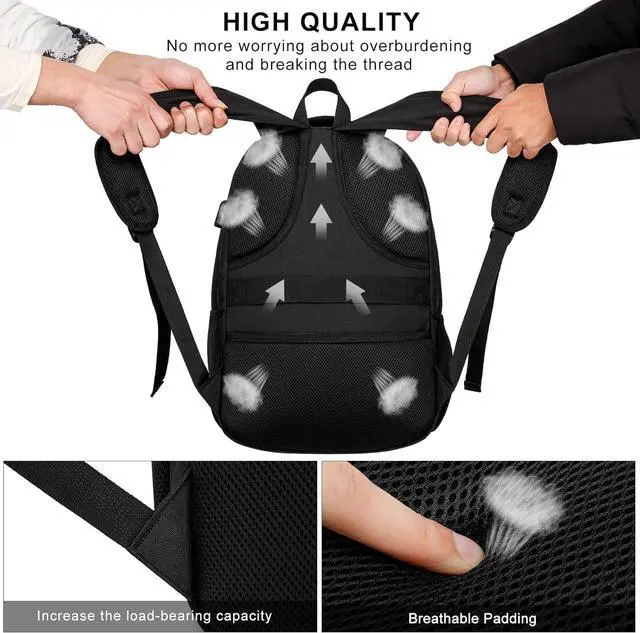 Alt view image 5 of 7 - Backpack for Men Women, School Backpacks for Teens Boys and Girls, Laptop Backpack with USB Charger, 15.6 Inch Laptop Bookbag for College High School Work Travel, Black