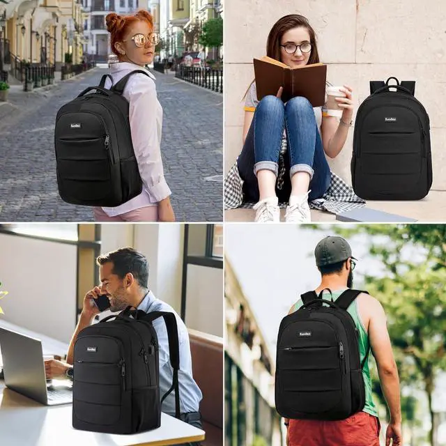 Alt view image 7 of 7 - Backpack for Men Women, School Backpacks for Teens Boys and Girls, Laptop Backpack with USB Charger, 15.6 Inch Laptop Bookbag for College High School Work Travel, Black