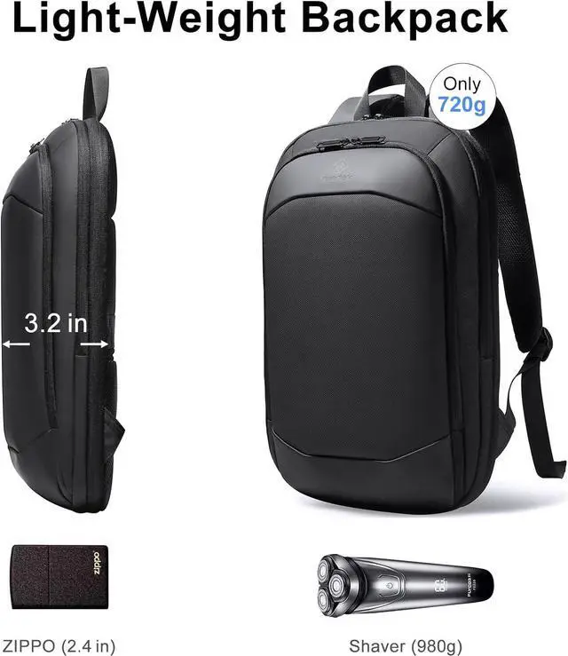 Alt view image 5 of 7 - hk Slim Laptop Backpack, Lightweight Expandable High-Tech Business Work Backpack for Men Women,15.6 Inch Anti-theft Waterproof Travel Backpack Durable College Casual Daypack Computer Laptop Bag-Black