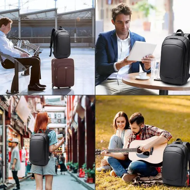 Alt view image 7 of 7 - hk Slim Laptop Backpack, Lightweight Expandable High-Tech Business Work Backpack for Men Women,15.6 Inch Anti-theft Waterproof Travel Backpack Durable College Casual Daypack Computer Laptop Bag-Black