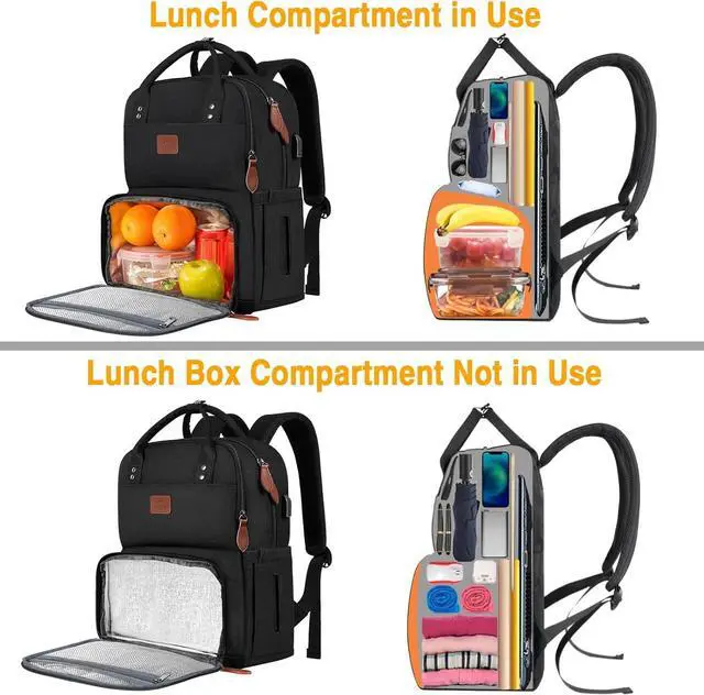Alt view image 5 of 7 - MATEIN Work Backpack for Women, Insulated Cooler Backpacks with Lunch Box, 15.6 Inch Laptop Backpack with USB Port Reusable Water Resistant Tote Food Bag for College Beach Camping Picnics Womens Gifts