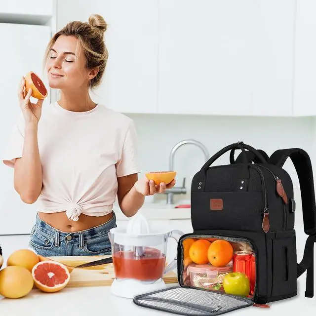 Alt view image 7 of 7 - MATEIN Work Backpack for Women, Insulated Cooler Backpacks with Lunch Box, 15.6 Inch Laptop Backpack with USB Port Reusable Water Resistant Tote Food Bag for College Beach Camping Picnics Womens Gifts
