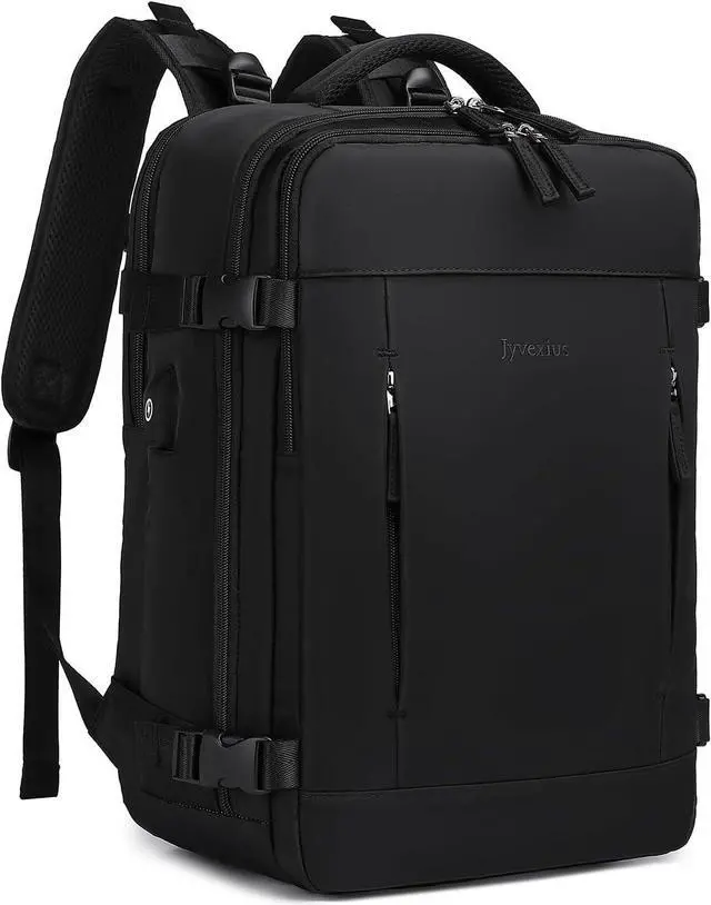 Main image of 40L Travel Backpack for Men, 17-inch Laptop Backpack Carry-On Backpack Airline Approved, Anti-theft Backpack with USB Port, Hiking Backpack for Flight, Black