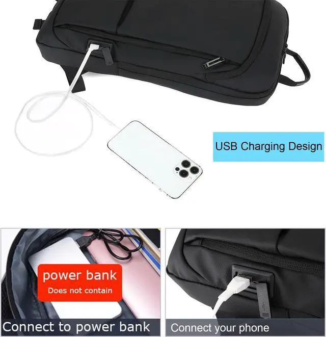Alt view image 4 of 7 - AUGUR Business Slim Backpack for Men Women 15.6 inch Water Resistant Laptop Backpack with USB Charger Computer Notebooks Lightweight Small Backpacks For School/Travel/Business/Work/College Bag