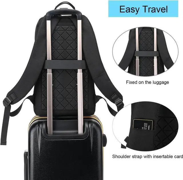 Alt view image 5 of 7 - AUGUR Business Slim Backpack for Men Women 15.6 inch Water Resistant Laptop Backpack with USB Charger Computer Notebooks Lightweight Small Backpacks For School/Travel/Business/Work/College Bag