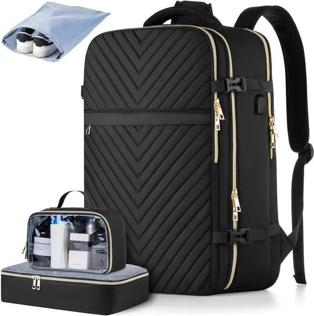 Travel Backpack for Women, Flight Approved Carry On Backpack for Airplanes  with 3 Packing Cubes, Large 40L Suitcase Backpacks Lightweight Luggage Bags  Fit 17 Inch Laptop, Black - Newegg.com