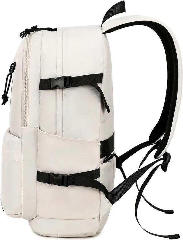 Alt view image 5 of 6 - Classical Basic Laptop Backpack 15.6 Inch School Backpack College Backpacks Anti Theft Carry on Travel Backpack for Work,Casual Daypack for Boys Girls Teens (Beige)