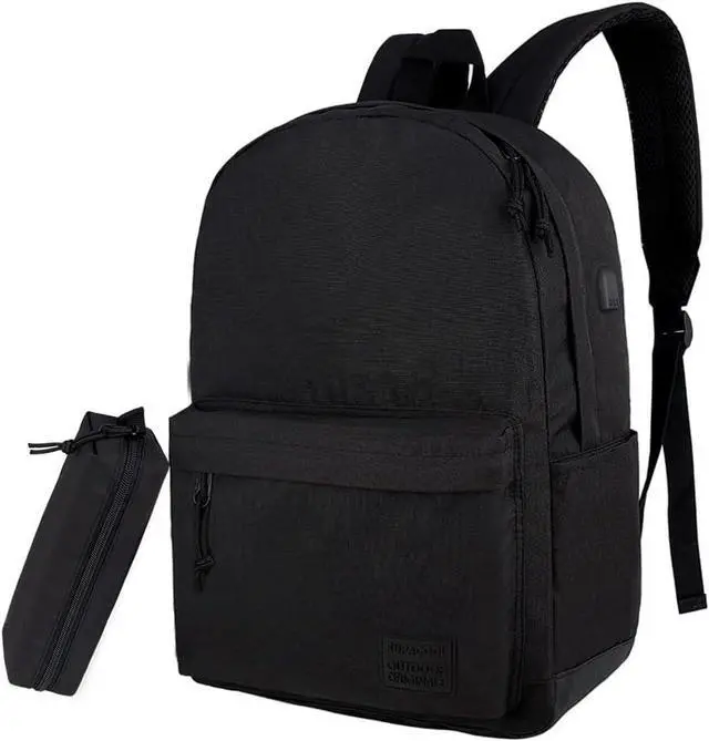 Main image of SUPACOOL Lightweight School Backpack with Pencil Pouch, Backpack for School Boys and Girls(Black backpack set)