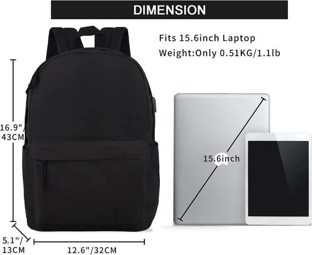 Alt view image 3 of 6 - SUPACOOL Lightweight School Backpack with Pencil Pouch, Backpack for School Boys and Girls(Black backpack set)